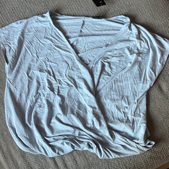 torrid Tops - torrid Light Blue Wrap-Front V-Neck Top